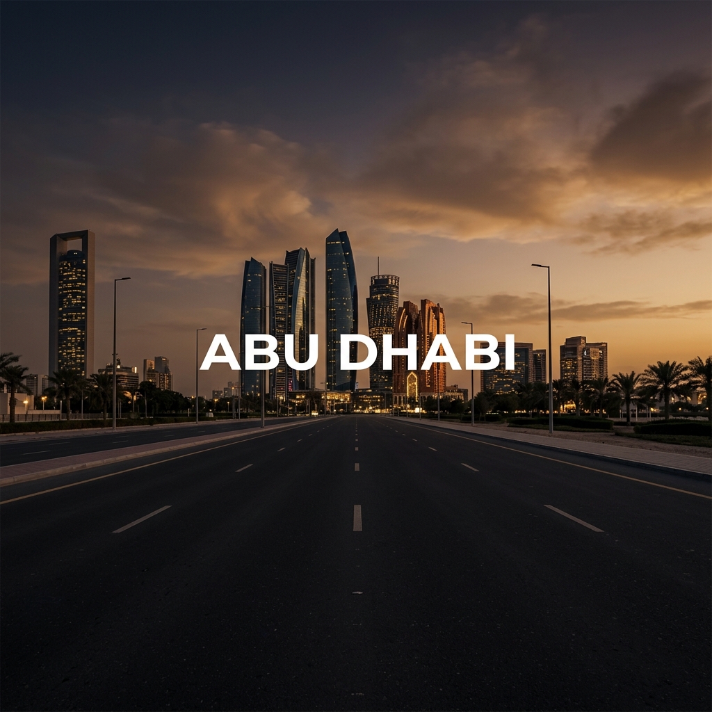 Abu Dhabi road at golden hour